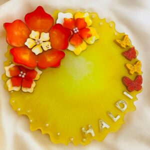 Resin Haldi Platter 8 inch Circular Zig Zag