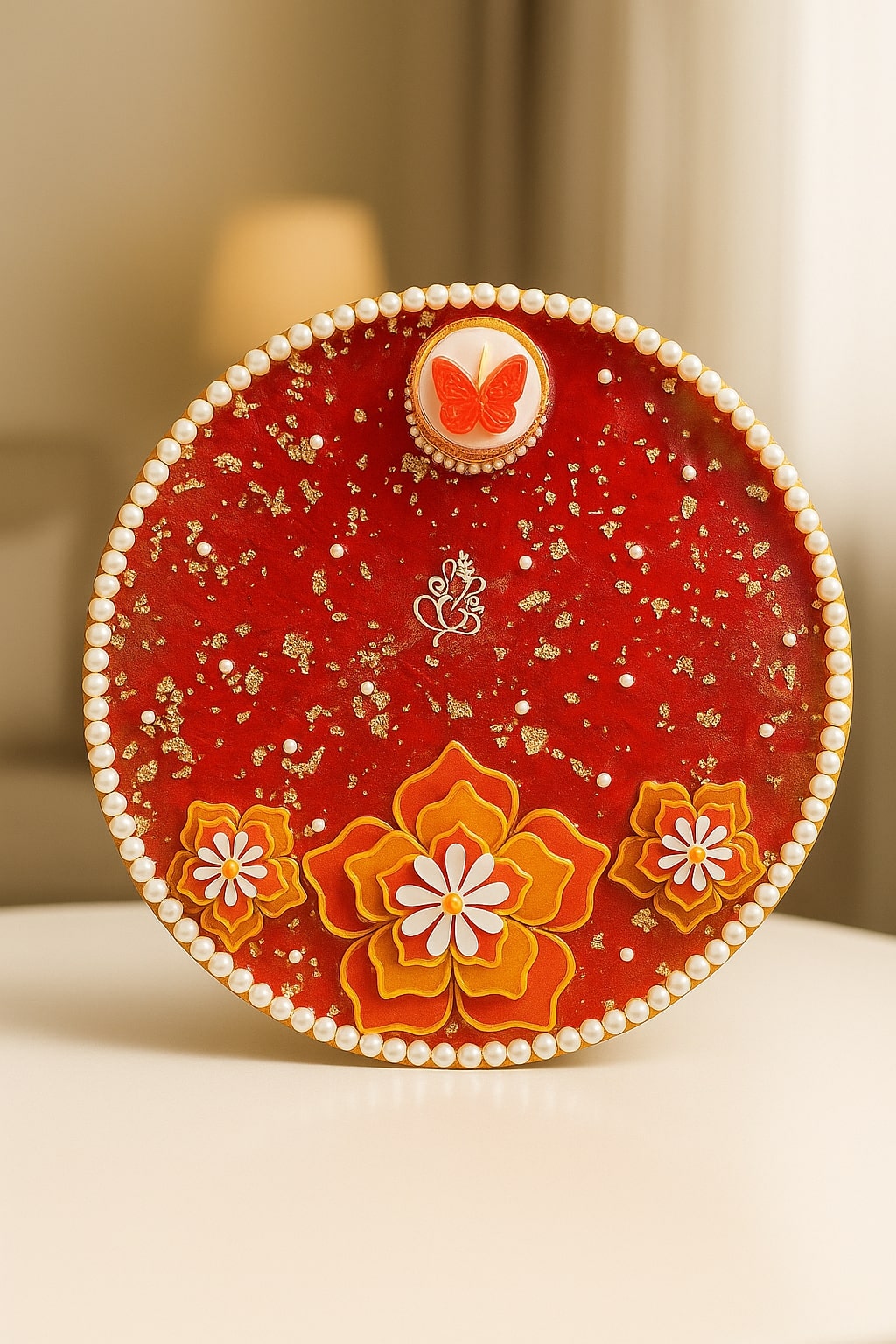 Resin Puja Platter 10 inch Circular