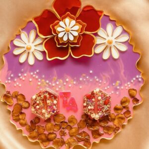 Resin Engagement Thali 8 inch Circular Zig Zag