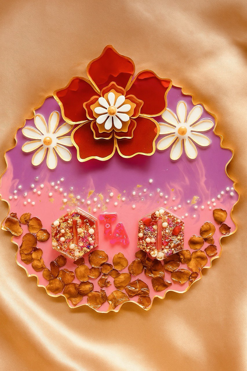 Resin Engagement Thali 8 inch Circular Zig Zag