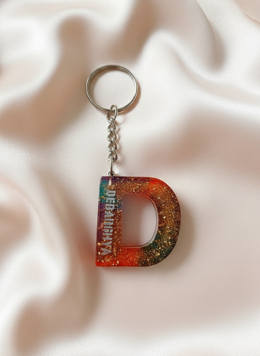 Resin Alphabet Keychain- D