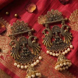 Antique Gold Oxidised Earrings